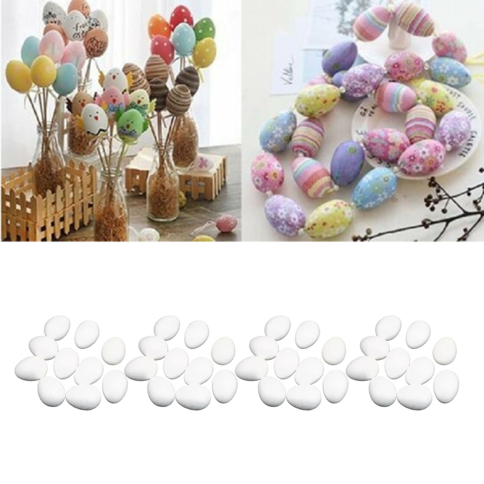40x White Modelling Craft Polystyrene Foam Eggs Christmas Ball DIY Supply Crafts