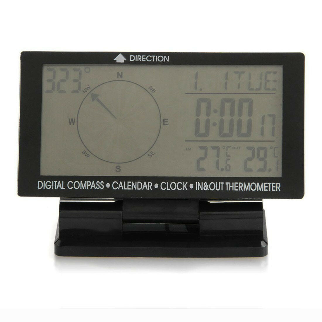 Car Electronic Digital Compass w/ Clock Thermometer Calendar Travel Guide Device
