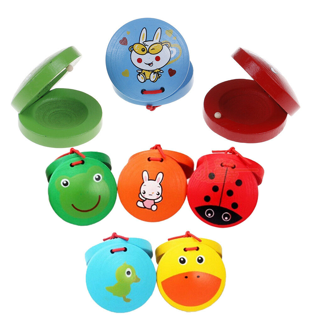 New children musical percussion instrument xmas gift cartoon wooden castanetBDA