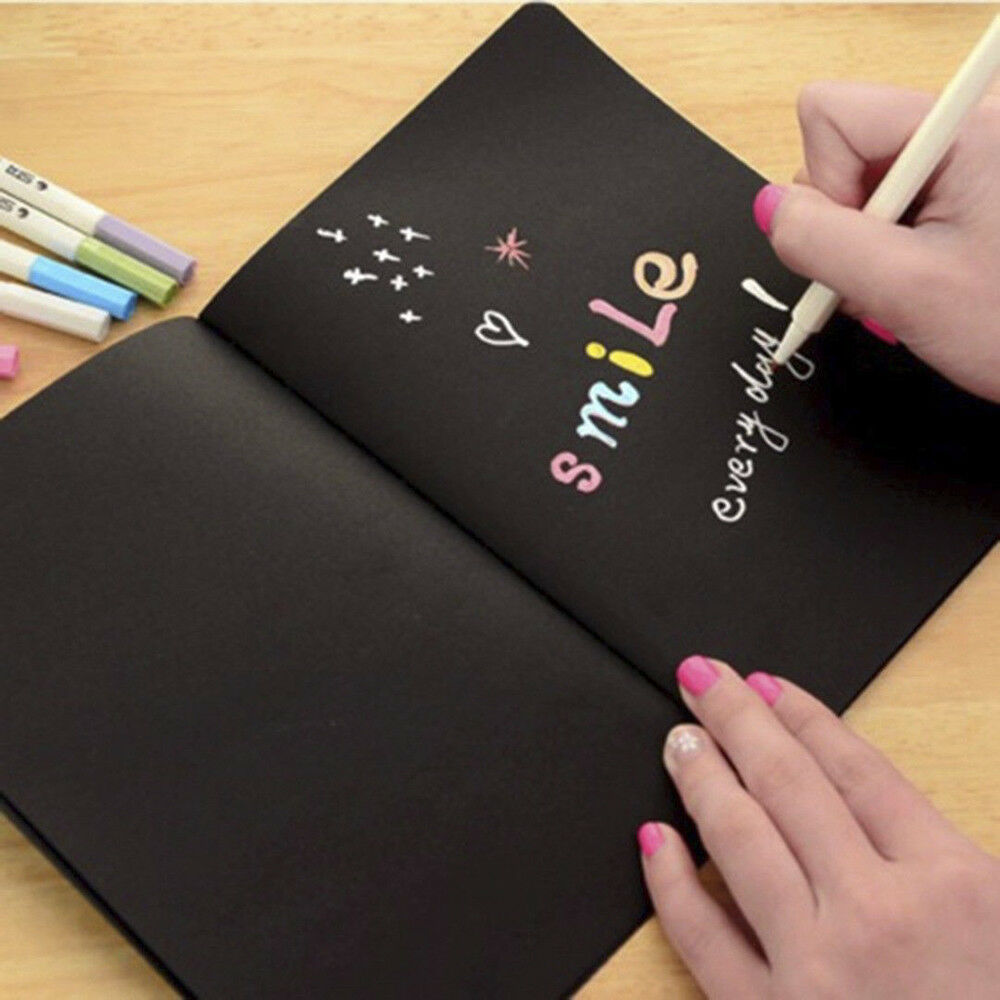 56K Sketchbook Diary Painting Drawing Graffiti Black Paper Sketch Book Notebook.