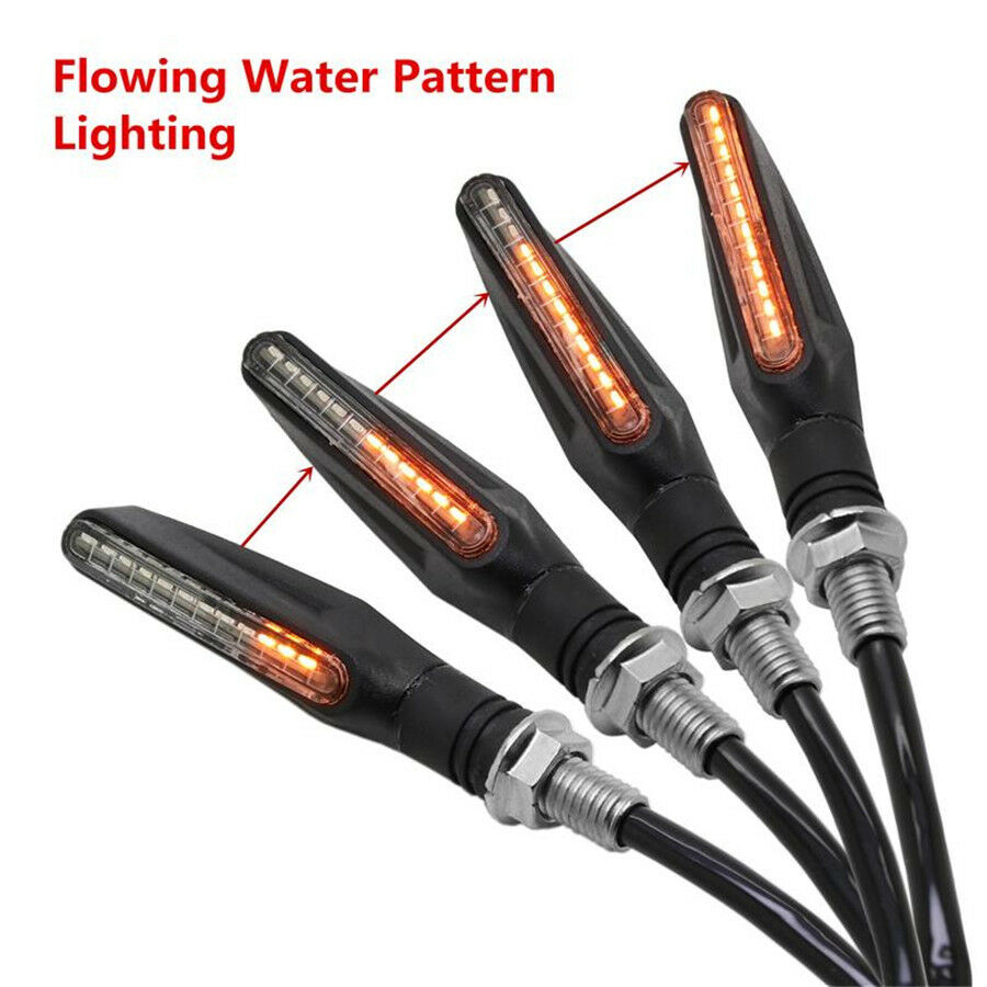 Motorcycle LED Turn Lights Signal High Flexible Rubber Shell Flowing Water Type