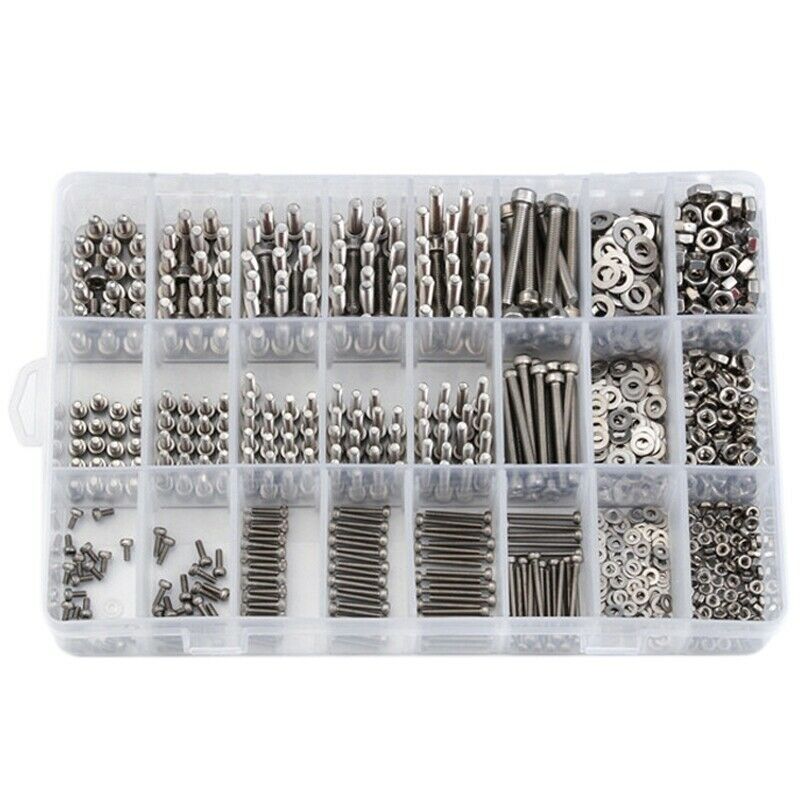 1080PCS M2/M3/M4 Stainless Steel Hex Socket Bolt and Nuts Set Fastener HardwarH4