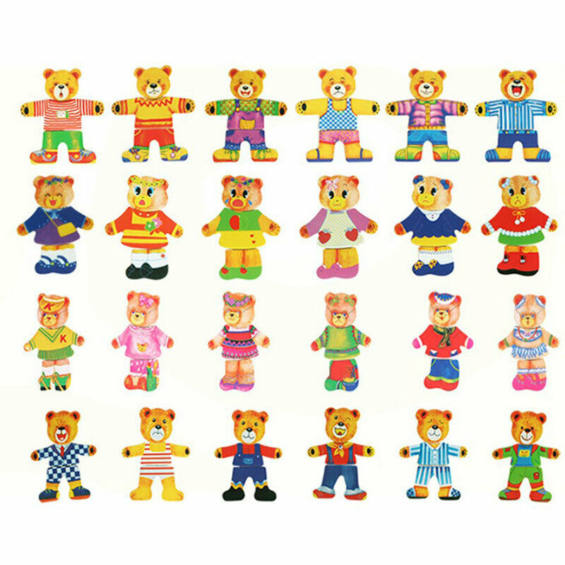 DIY Wooden Bear Jigsaw Puzzle Game Kids Educational Toys Gift Children Funny Kt