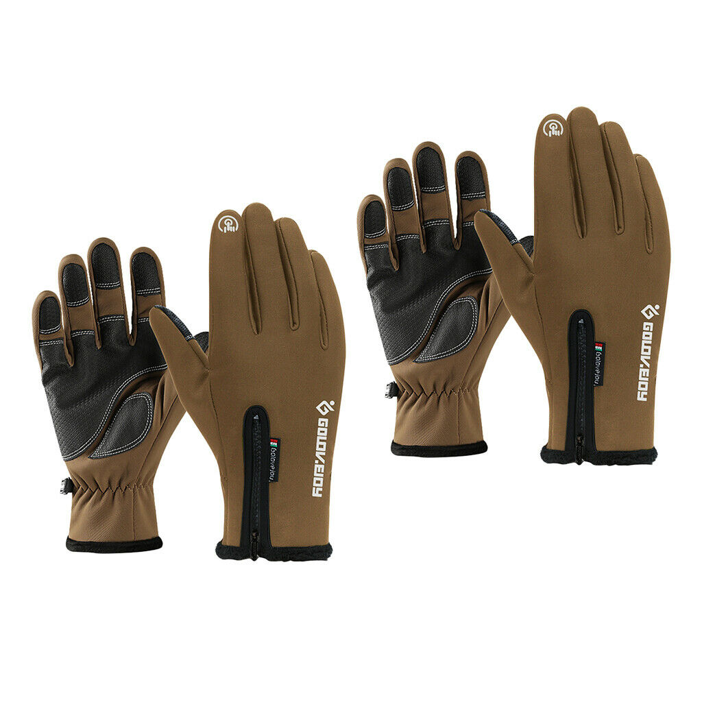 Waterproof Bike Full Finger Gloves Touch Screen Gloves Brown Cycling Hunting