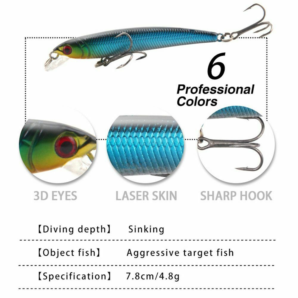 Swimbait 7.8cm/4.8g Durable Bass Hook Hard Bait Fishing Lures Fishing Tackle