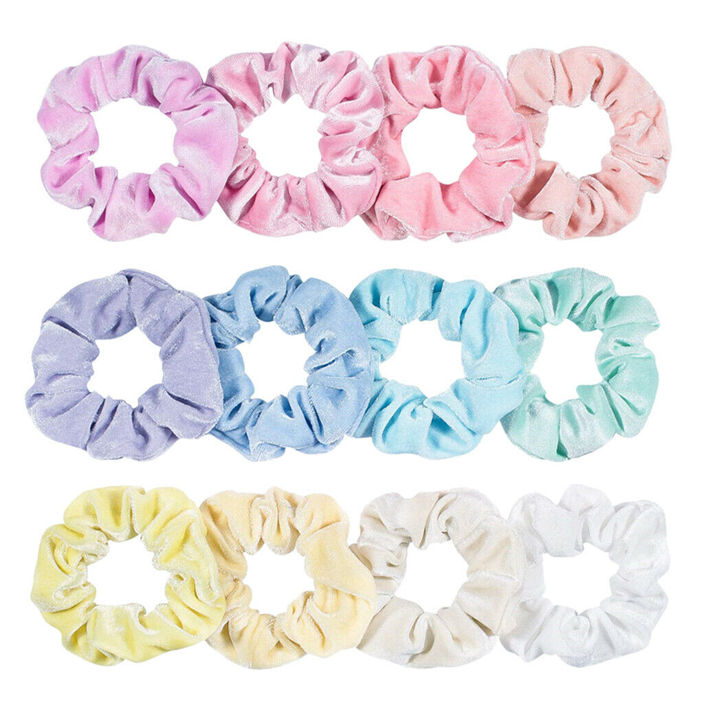 12 Pieces of Velvet Hair Ties, Pigtail Ties, Pigtail Ties, Soft, Comfortable