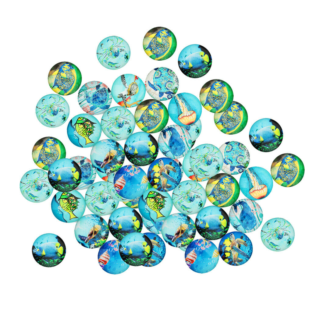 60 Pack 12mm Glass Cabochons Mosaic Printed Glass Dome Cabochons Mosaic Tiles