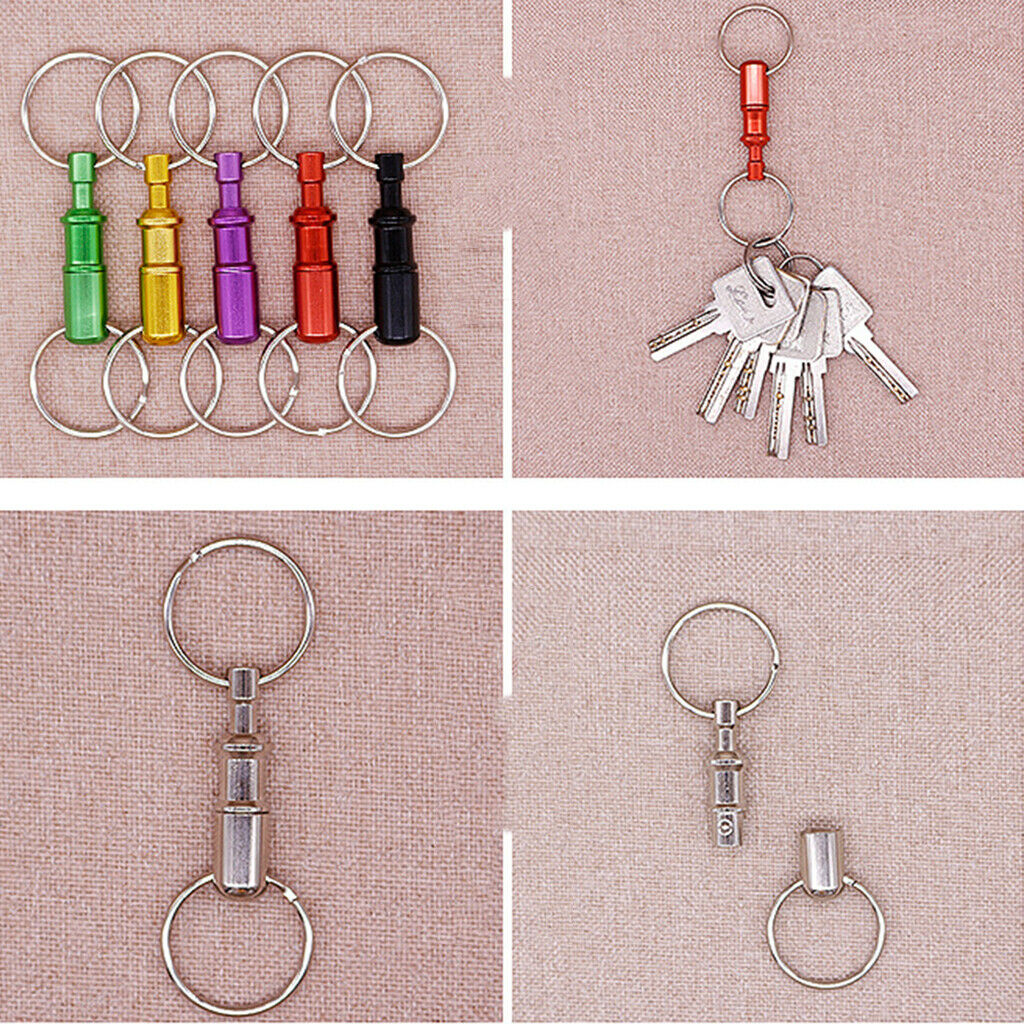 4x Removable Pull Apart Quick Release Keychain Dual Key Rings Separate