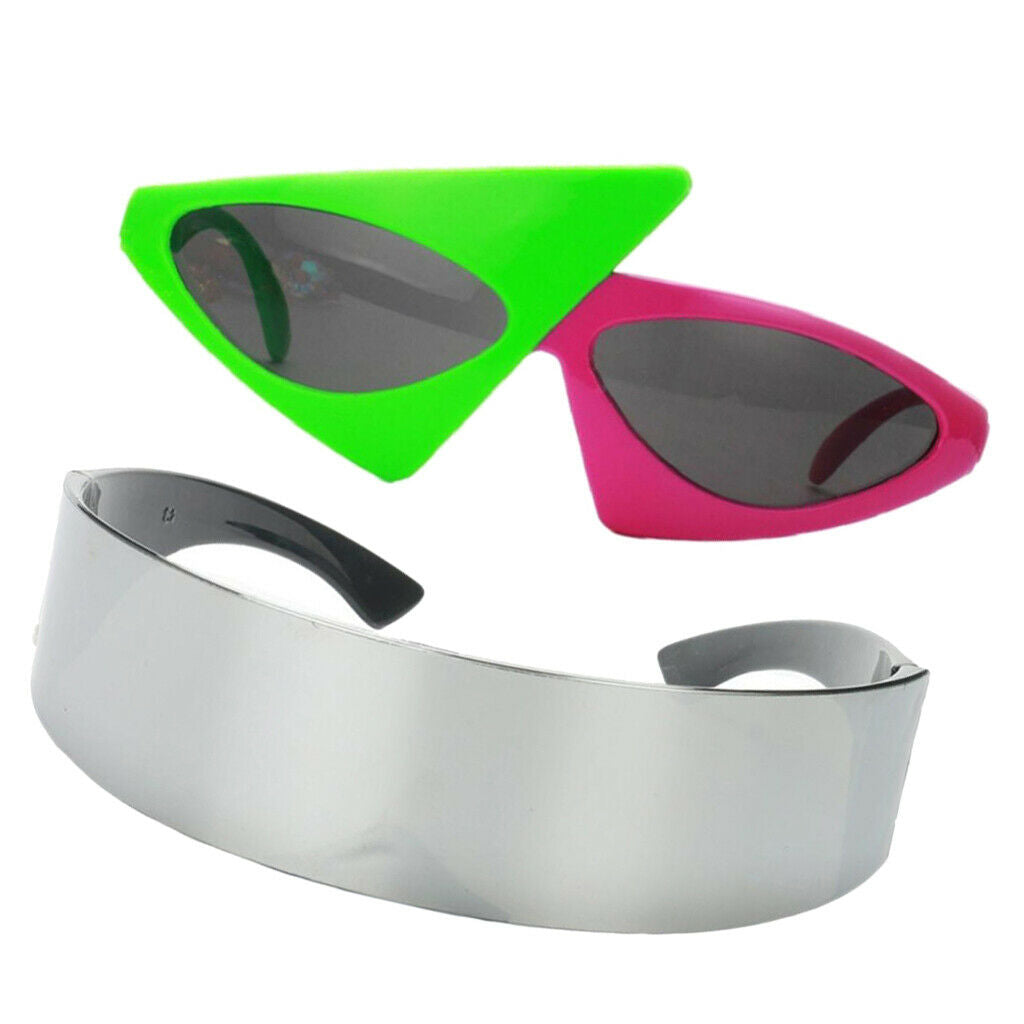 Futuristic Sunglasses Monoblock Shield Shade & 80s Asymmetrical Sunglasses