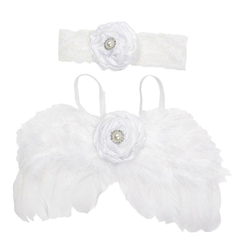 1 Set Lovely Baby Angel Wings Costume Photo Prop Fairy Feather White