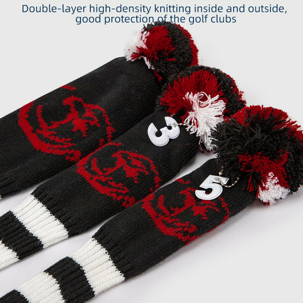 3 pcs Golf Wood Headcover Anti-slip No.1/3/5 Drivers Covers Club Accessories