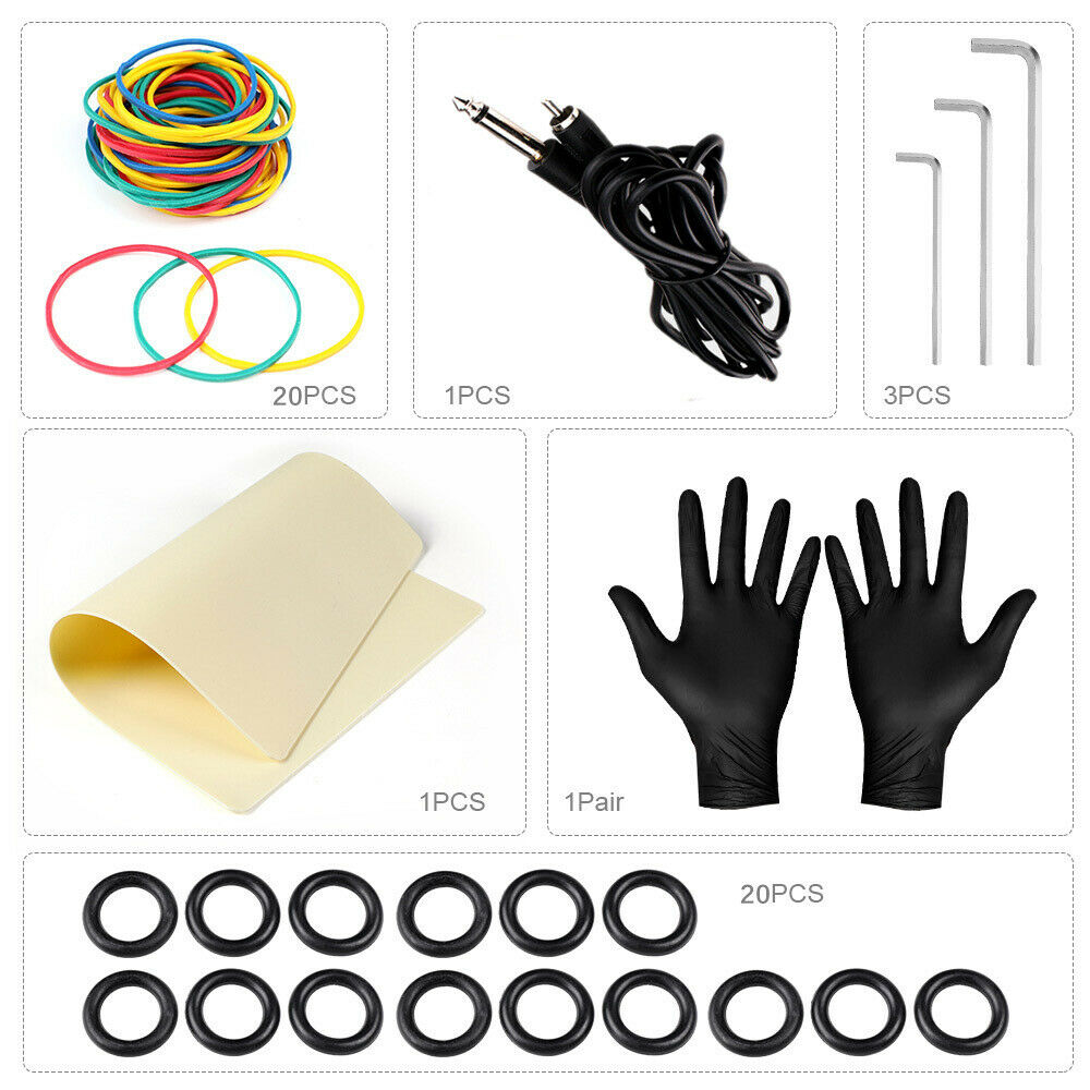 Complete Tattoo Kit Tattoo Shader Machine Needles Hook Line Power Supply EU plug