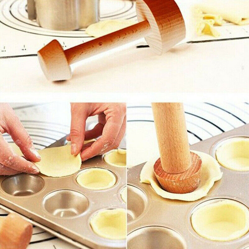 Egg Tart-Tamper Eggtart Mold Double Side Wooden Pastry Pusher DIY Baking .l8