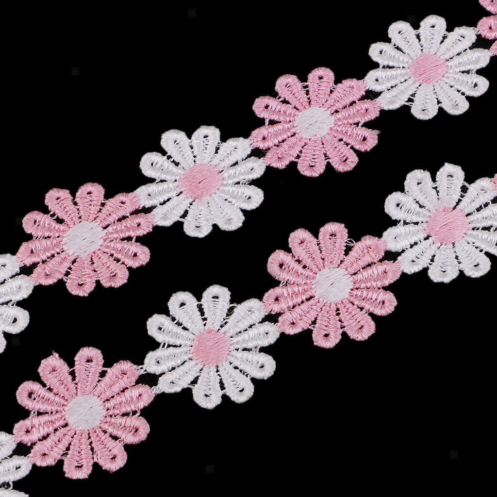 6 Yard Embroidered Daisy Lace Edge Trim Ribbon Wedding Applique Sewing Craft