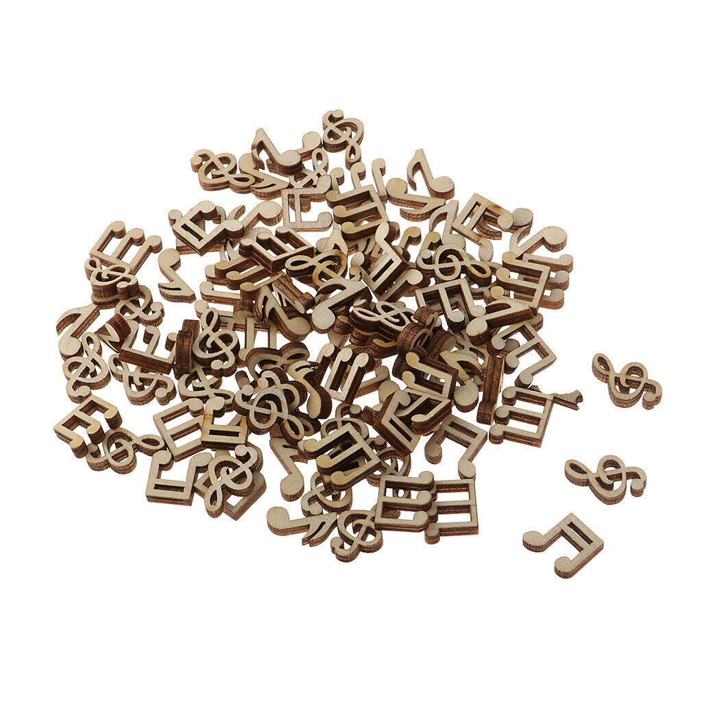100 Pieces Cutouts Handmade Chips Embellishments Music Note for Decor New