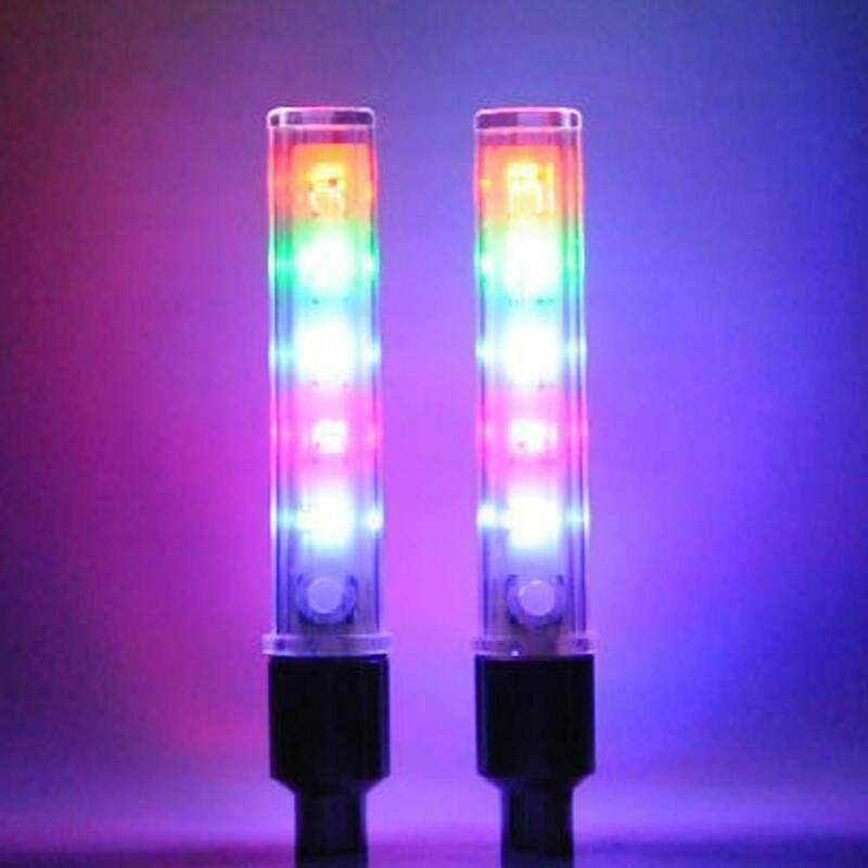 2 x 5 Led Colour LED Neon Car Bike Wheel Tire Tyre Valve Dust Cap Spoke Light US