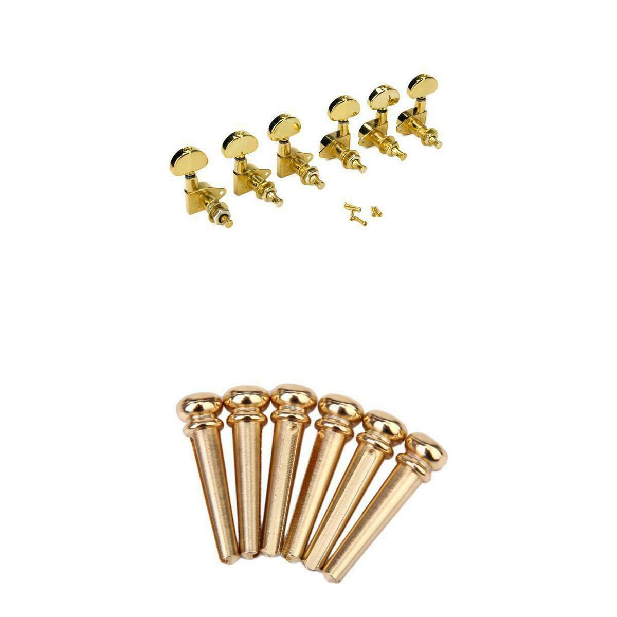 3L 3R Sealed Tuning Pegs Tuners Machine Heads + 6 Bridge Pin for Acoustic Guitar
