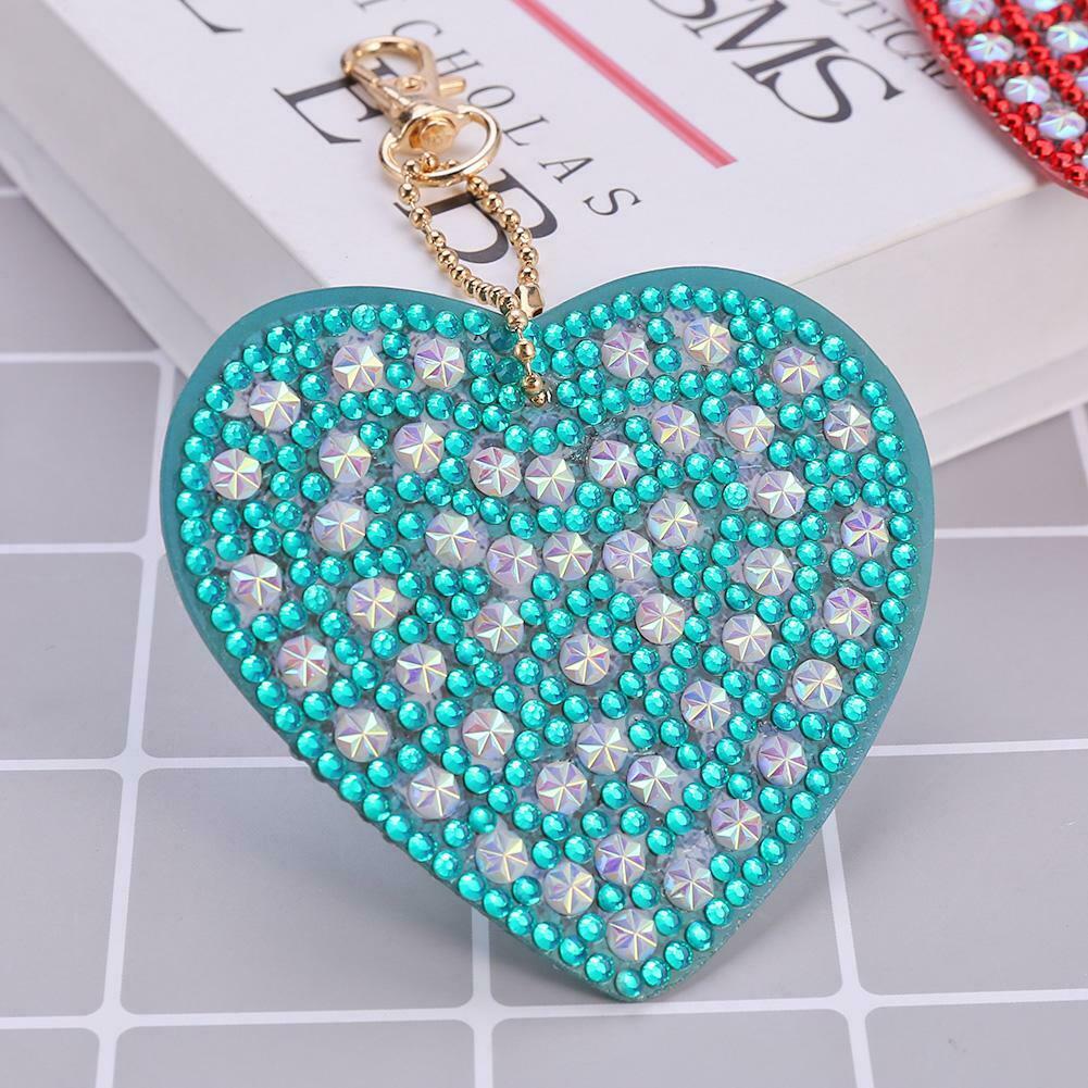 4pcs DIY Full Drill Diamond Painting Special Shaped Heart Key Chain Gifts @