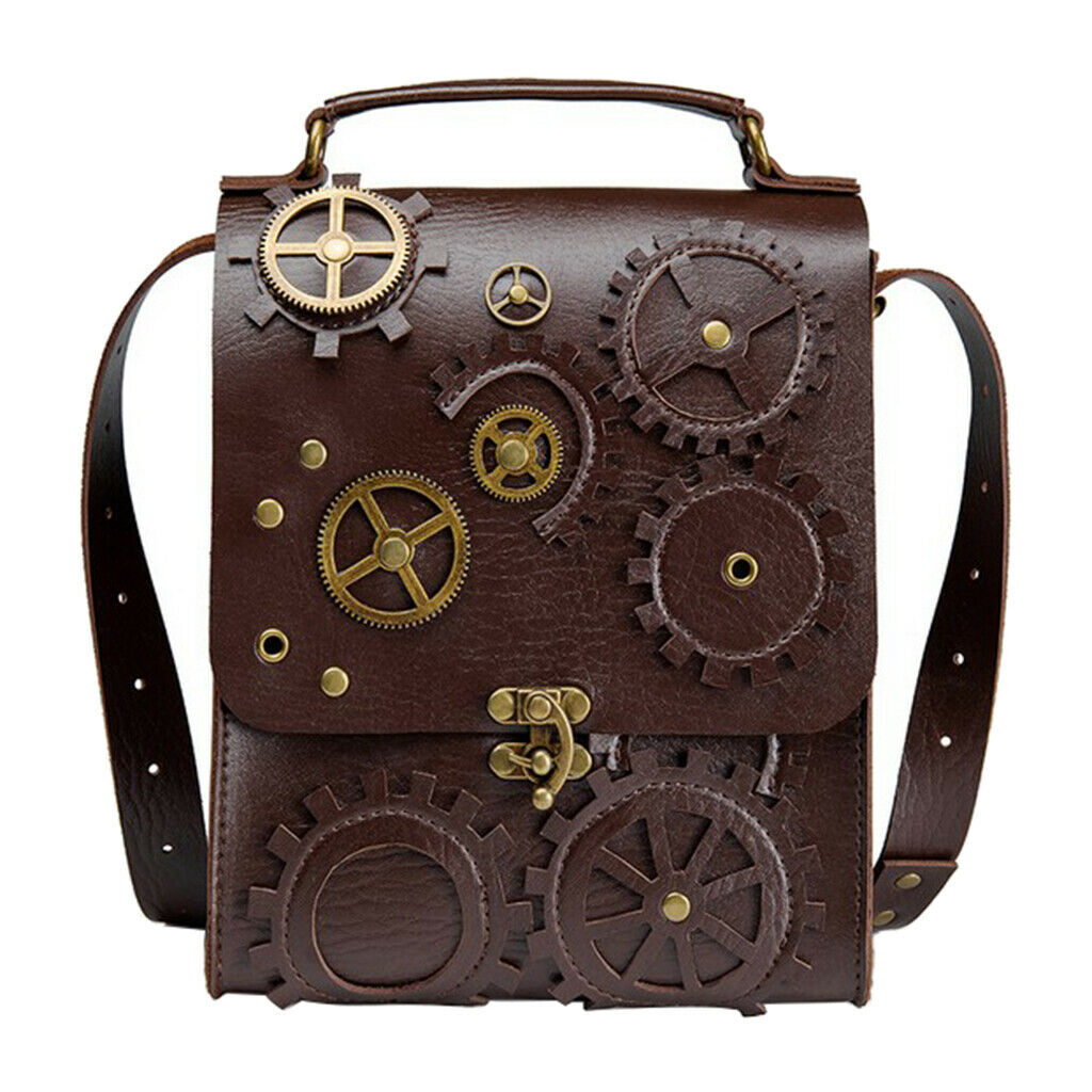 Women Steampunk Shoulder Bag Satchel Handbag Purse Punk Rivet Crossbody Bag