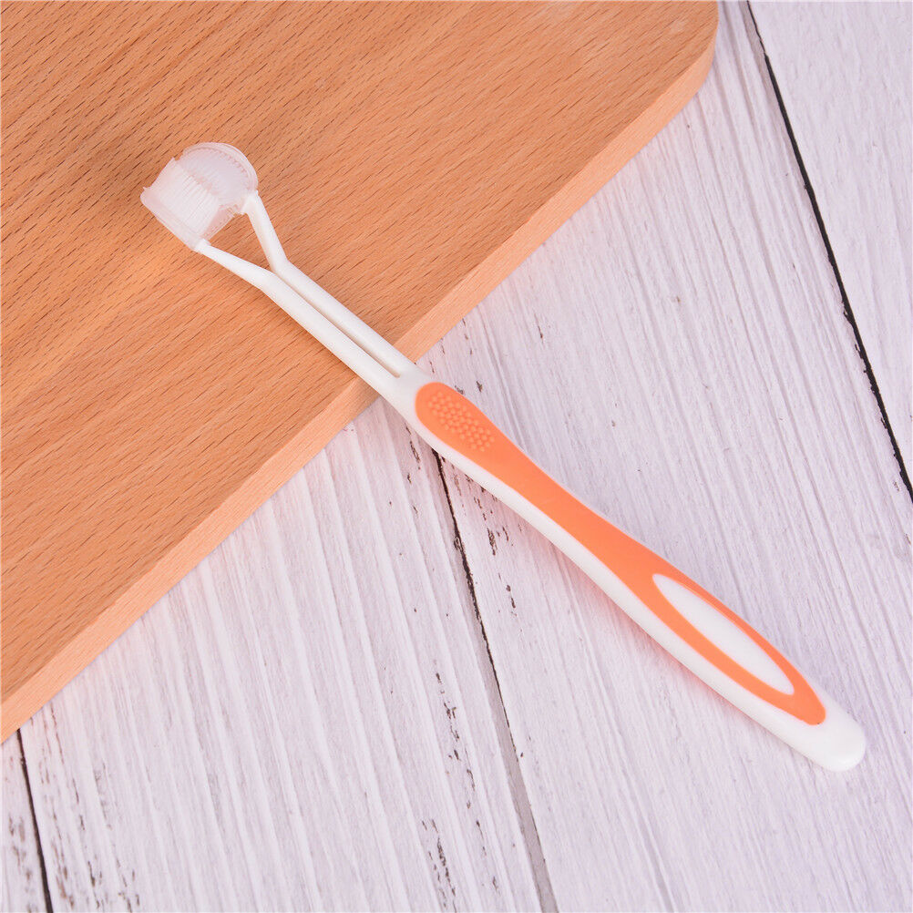 Child Health Yellow color Three Head 3 Sided Toothbrush Ultrafine Soft Br.l8