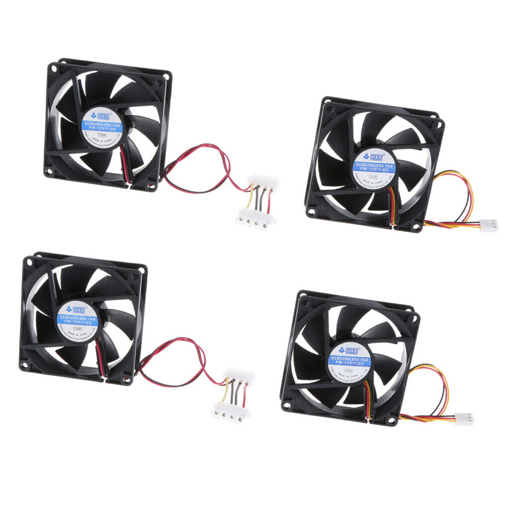 4 x12V 3Pin 80mm Mini 8cm Fan Silent Computer Cooler Cooling Fan PC