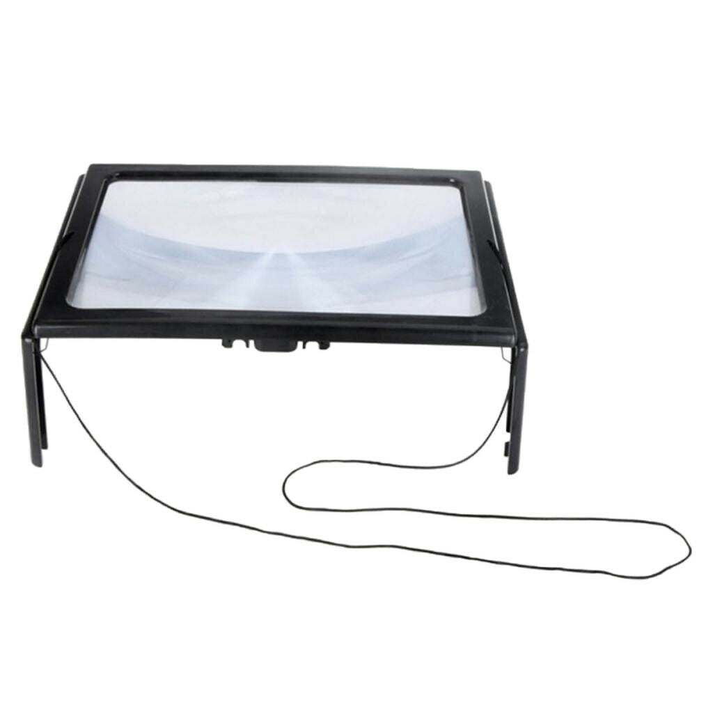 3X Reading Magnifier Foldable Magnifying Loupe w LED Light Desktop Book Lamp