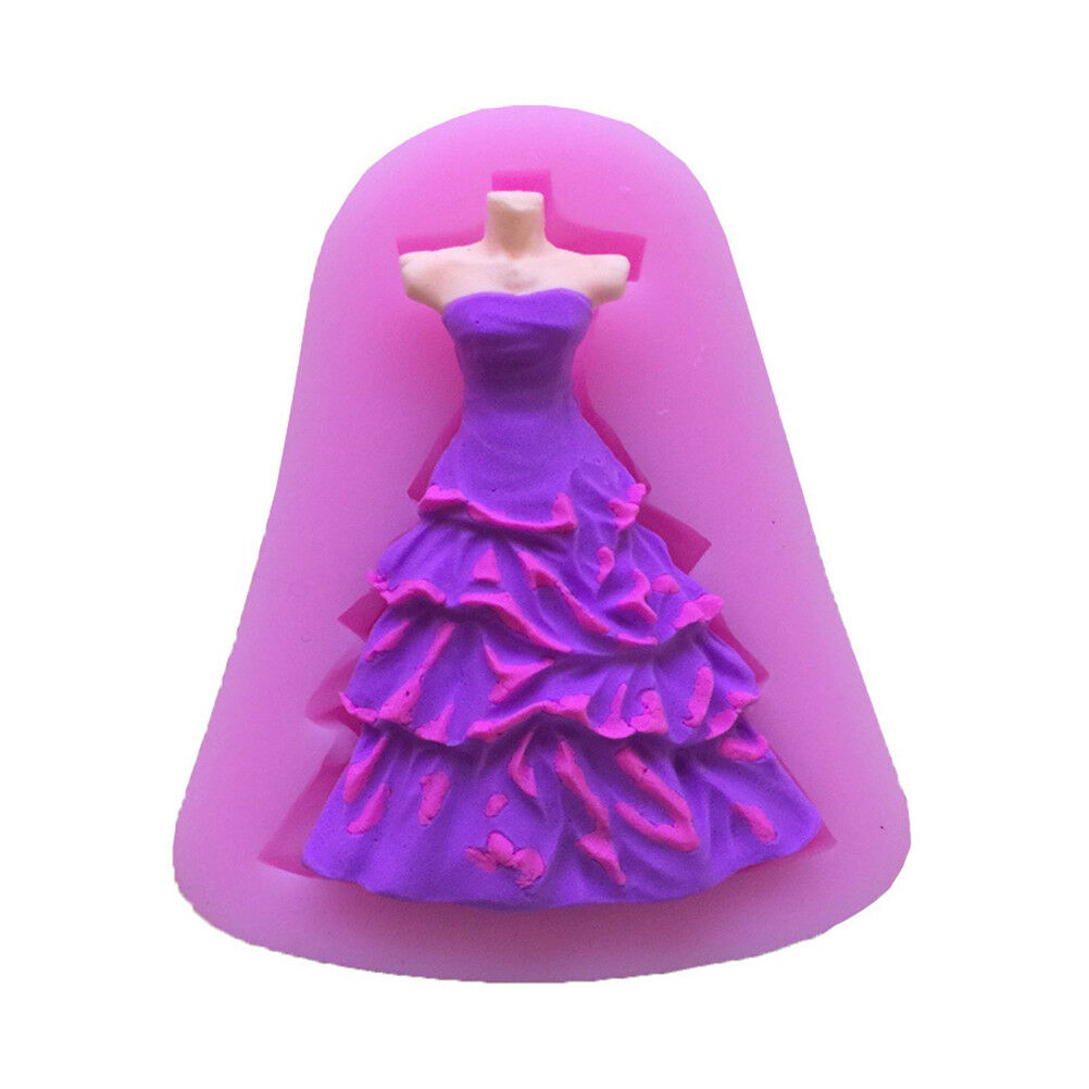 wedding dress skirt silicone mould fondant cake decoration baking mold displDD