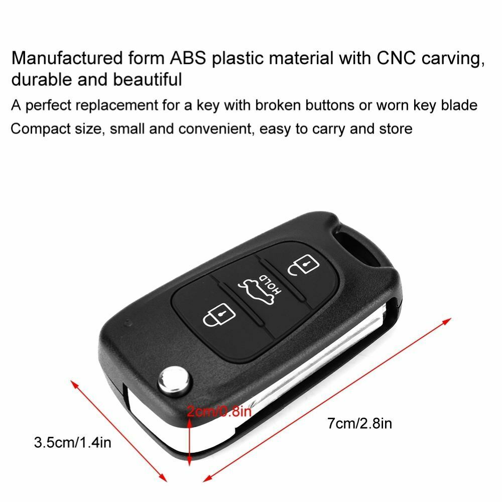 3 Button Flip Car Remote Key Shell Cover Fob Case For KIA Rondo Sportage Soul