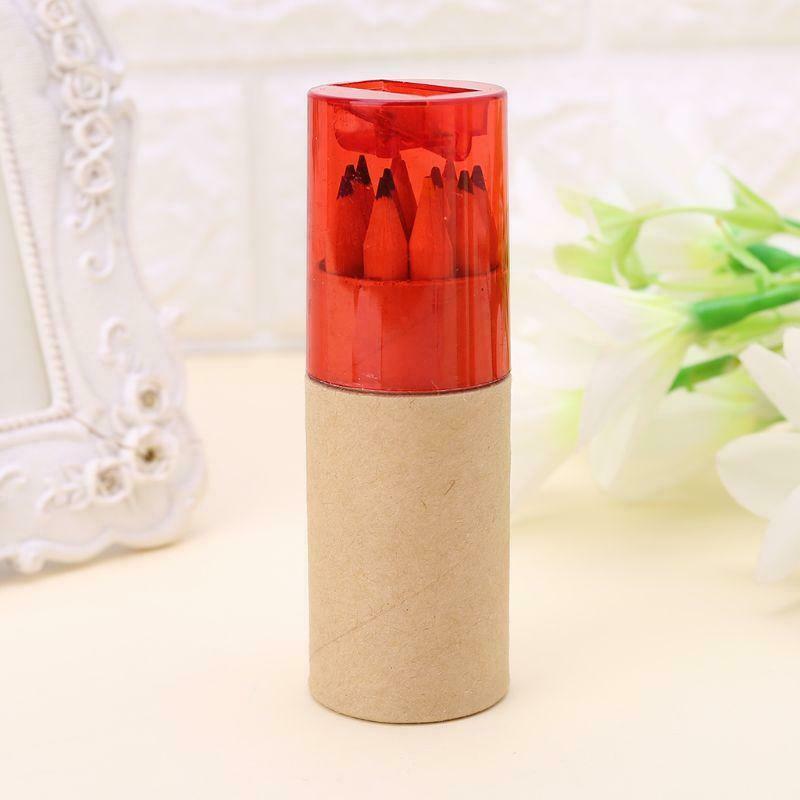 12Pc Wooden 12 Colors Painting Writing Pencils W/ Sharpener Mini Cute Child Gift