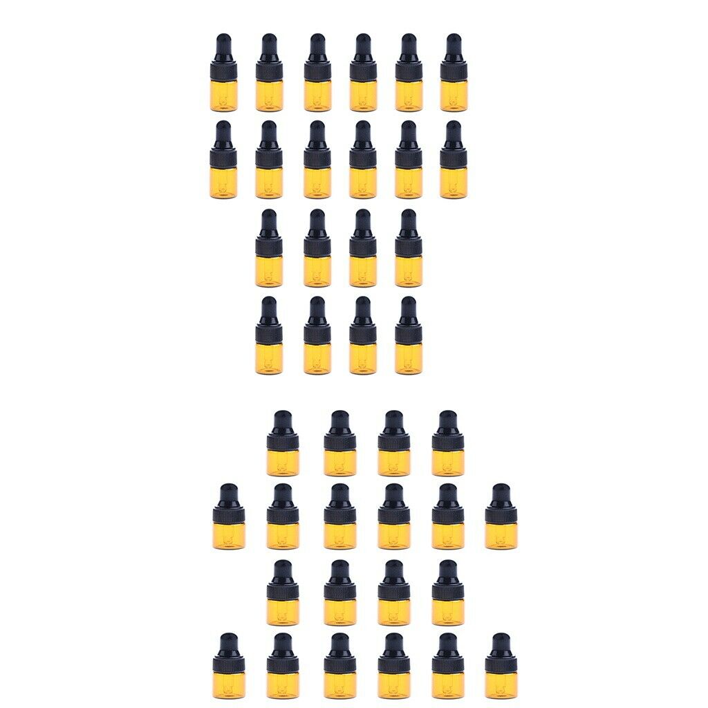 40 Pcs Refillable Mini Amber Glass Essential Oil Bottles Dropper Bottles Vials