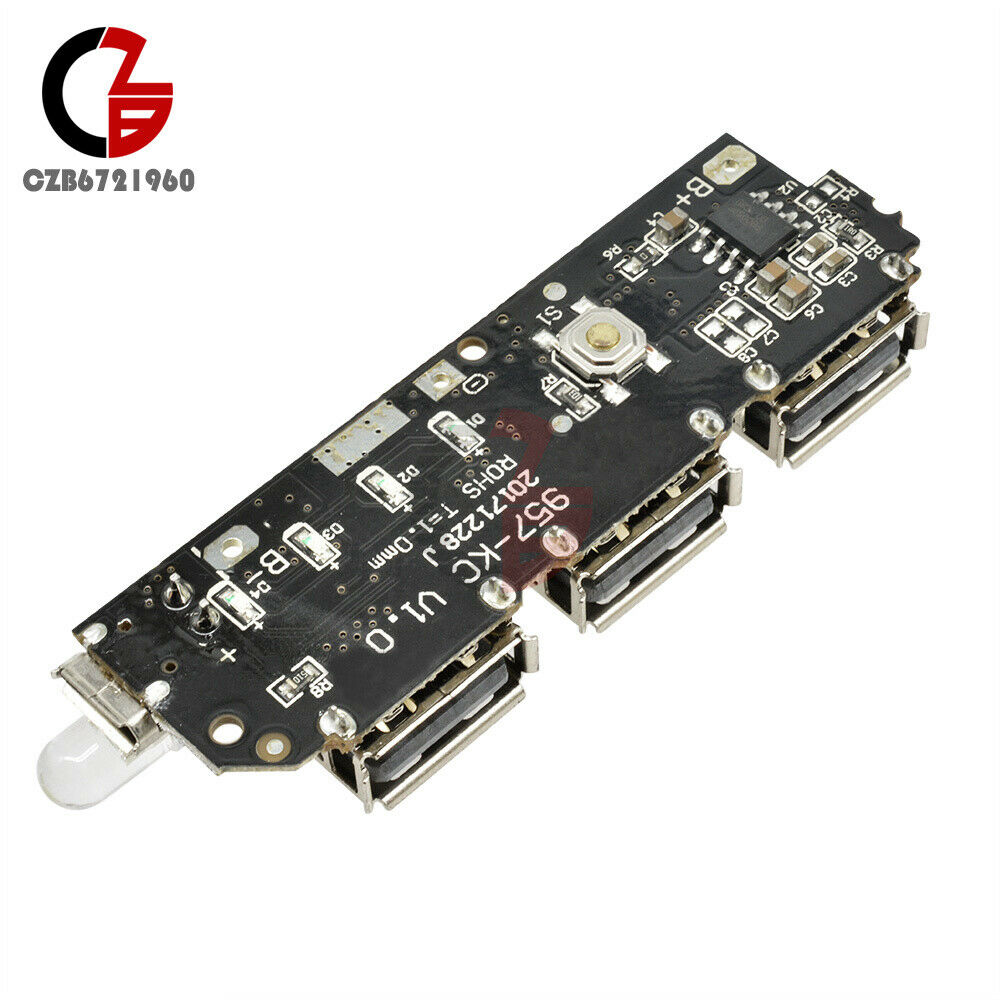 3 USB Power Bank Battery Charger Module Circuit Board Step-Up Boost 5V 2.1A