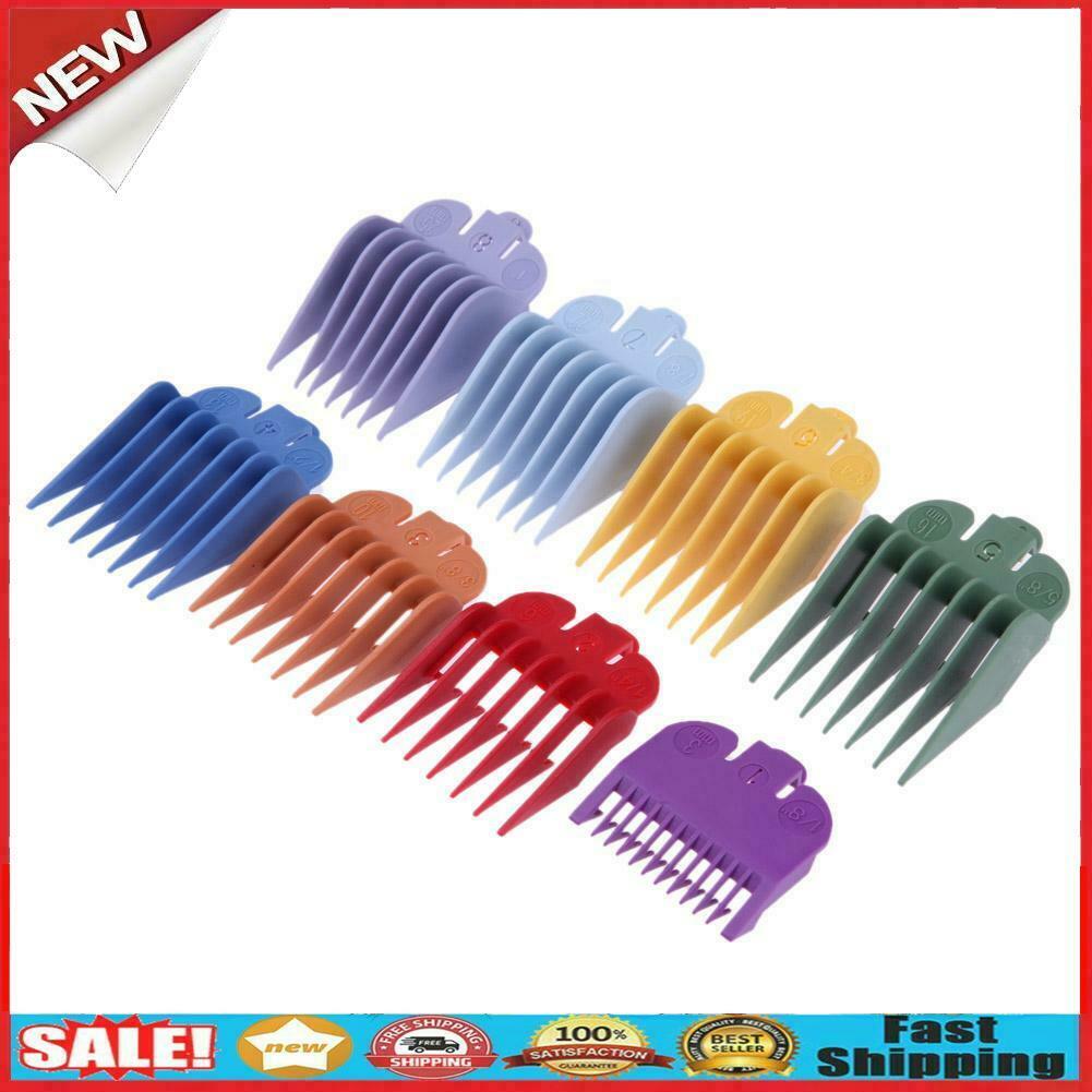 8 Sizes Colored Limit Comb Guide Tools Set for Electric Hair Clipper Shaver @