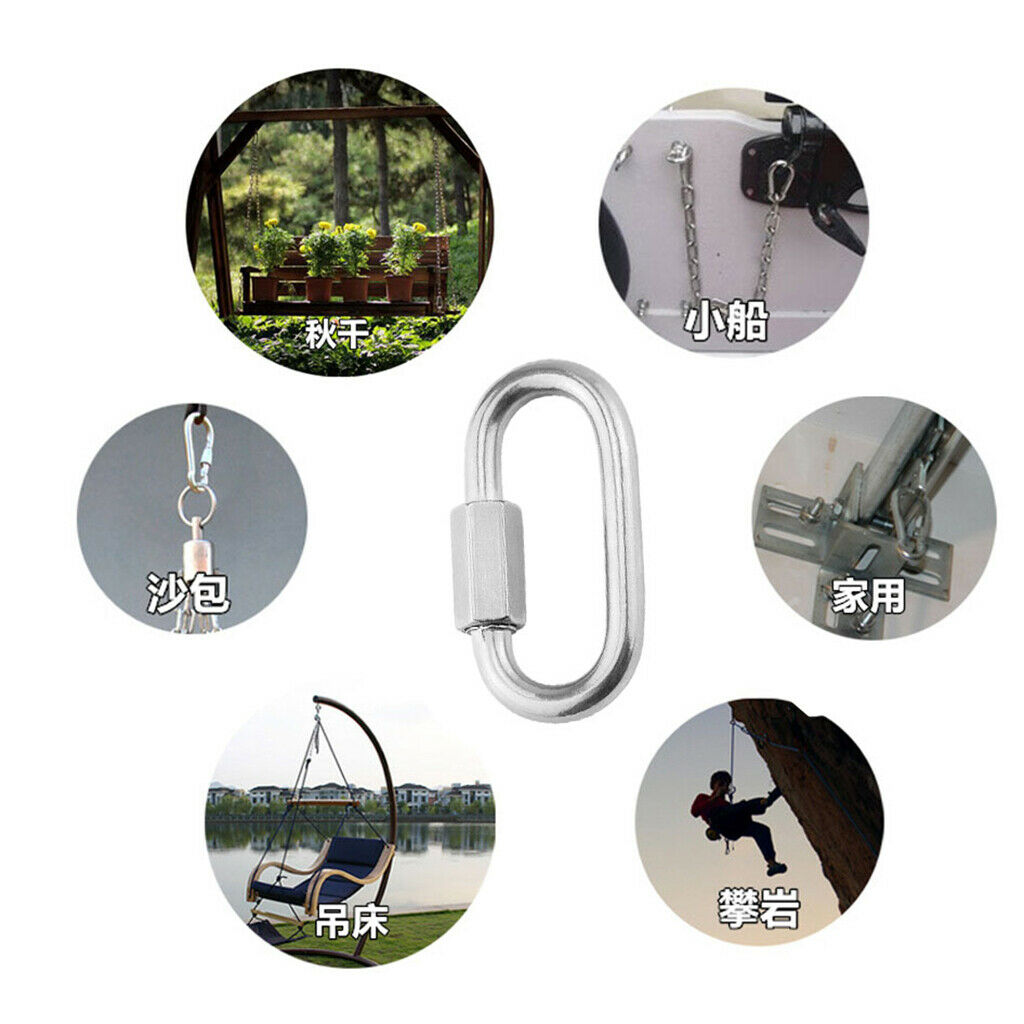 5Pcs Portable Multifunctional 304 Stainless Steel Carabiner Screw Lock Quick