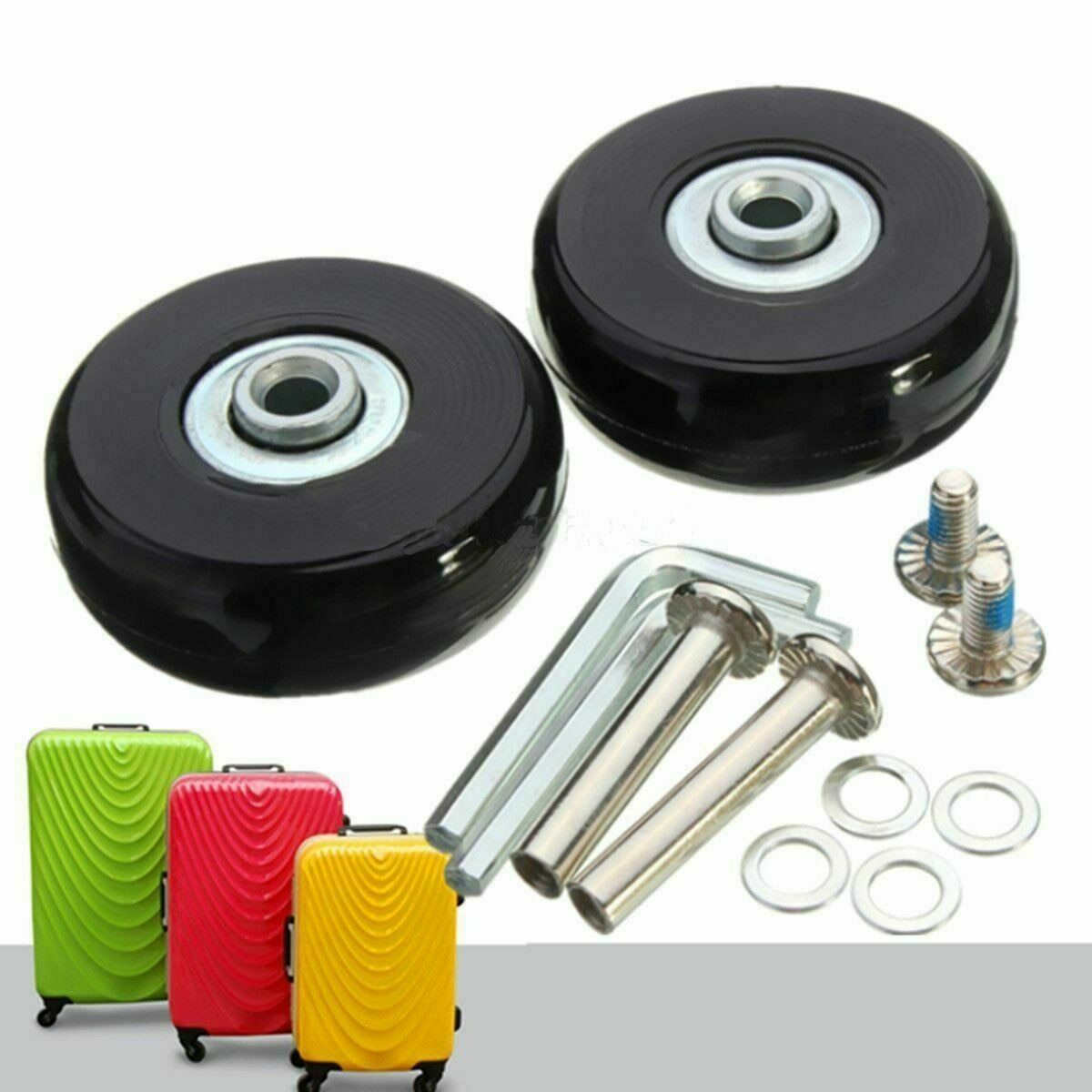2 Pcs Luggage Suitcase Replacement Wheels Repair OD 50mm Axles Deluxe Repair (S)
