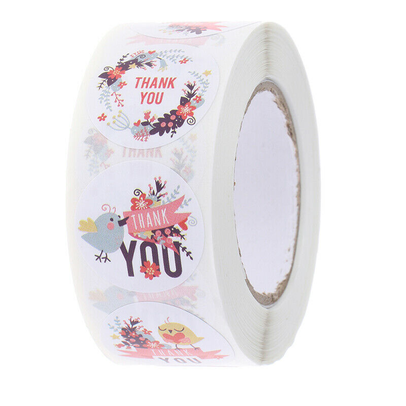 500pcs/roll floral thank you stickers scrapbooking for package seal lab.l8