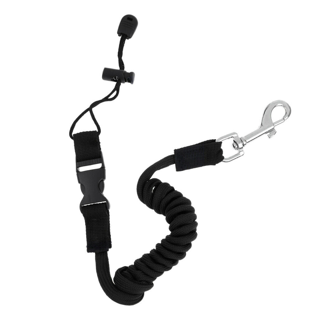4X Safety Kayak Paddle Leash Fishing Rod Pole Coiled Lanyard Cord Black