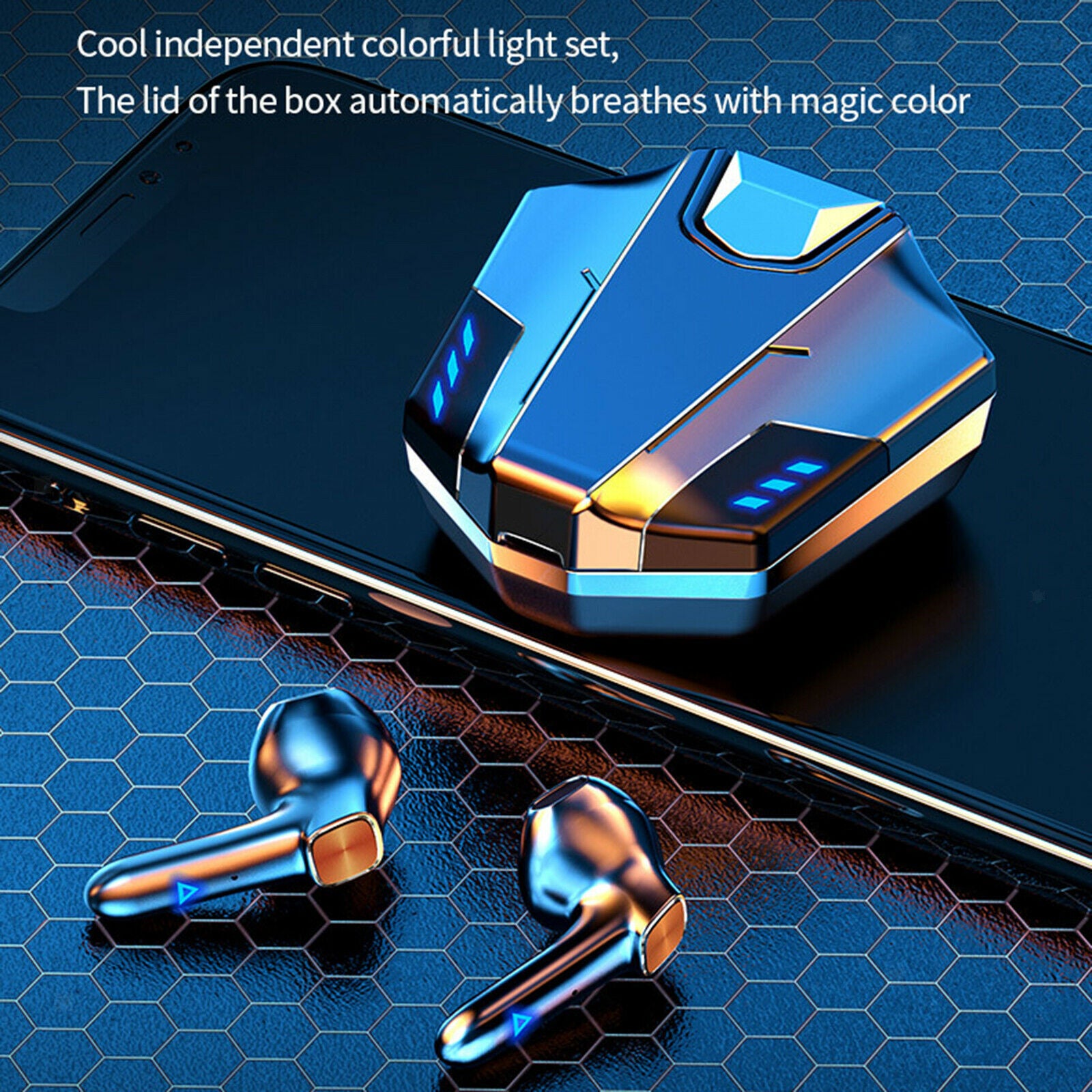 Bluetooth Earphones HIFI Bass Gaming Earbuds Touch Controls Headphone w/Mic