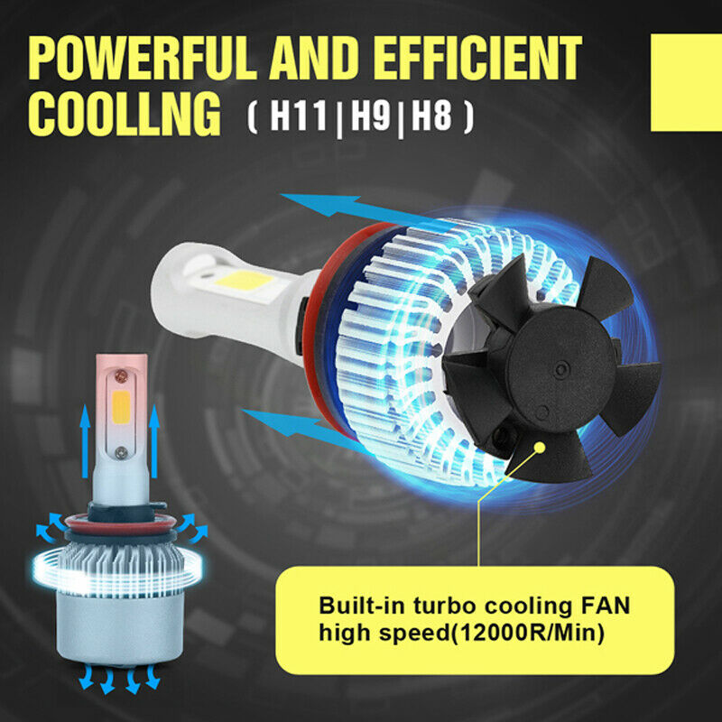 2PCS H11 135000LM LED Car Headlight Bulbs H9 H8 6000K VS HID 35W 55W Fog Lamps