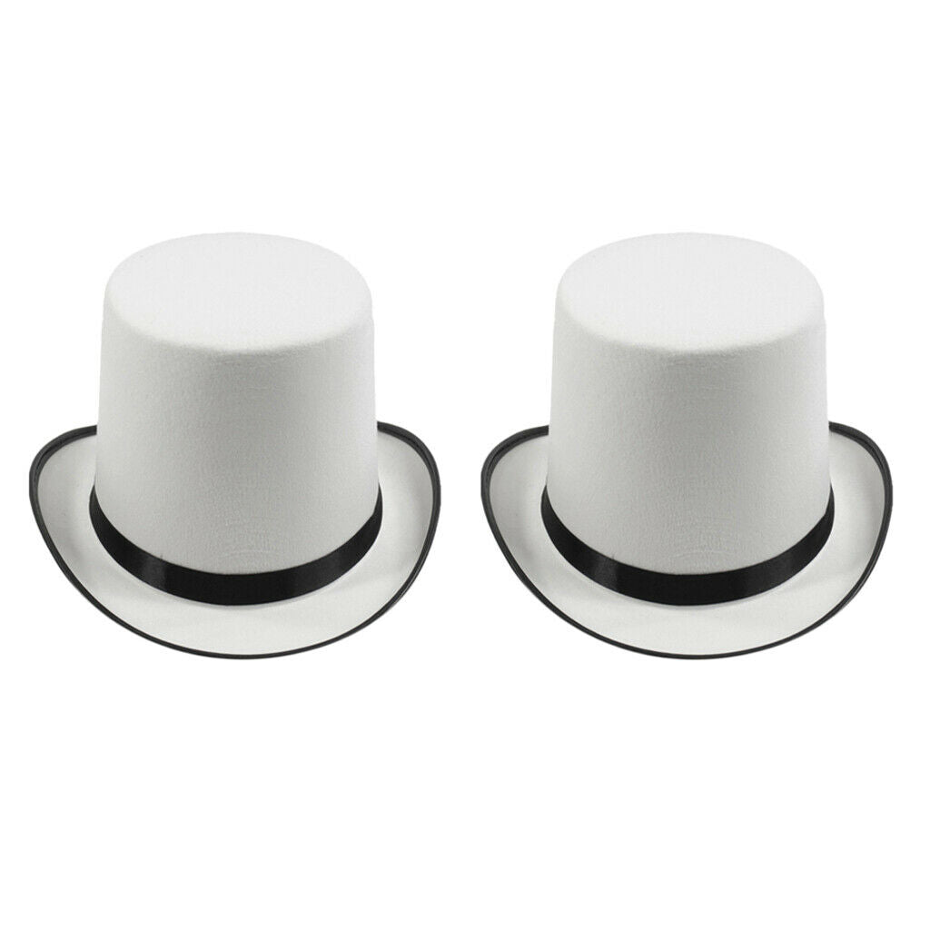 2x White Wizard Top Hat Party  Men Women Fancy Dress Costume Accessory