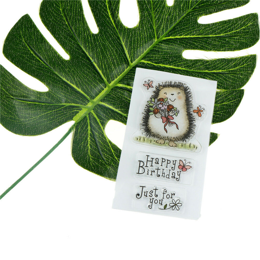 Hedgehog Happy Birthday Rubber Stamp Seal Scrapbooking Photo Album Dec.l8