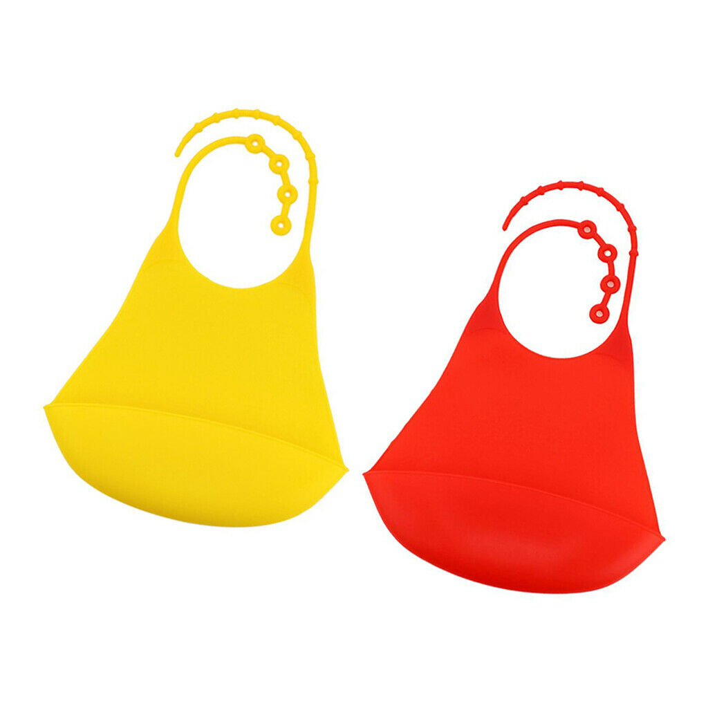 2 Pieces Kids Adults Silicone Bib Mealtime Clothing Protector Waterproof
