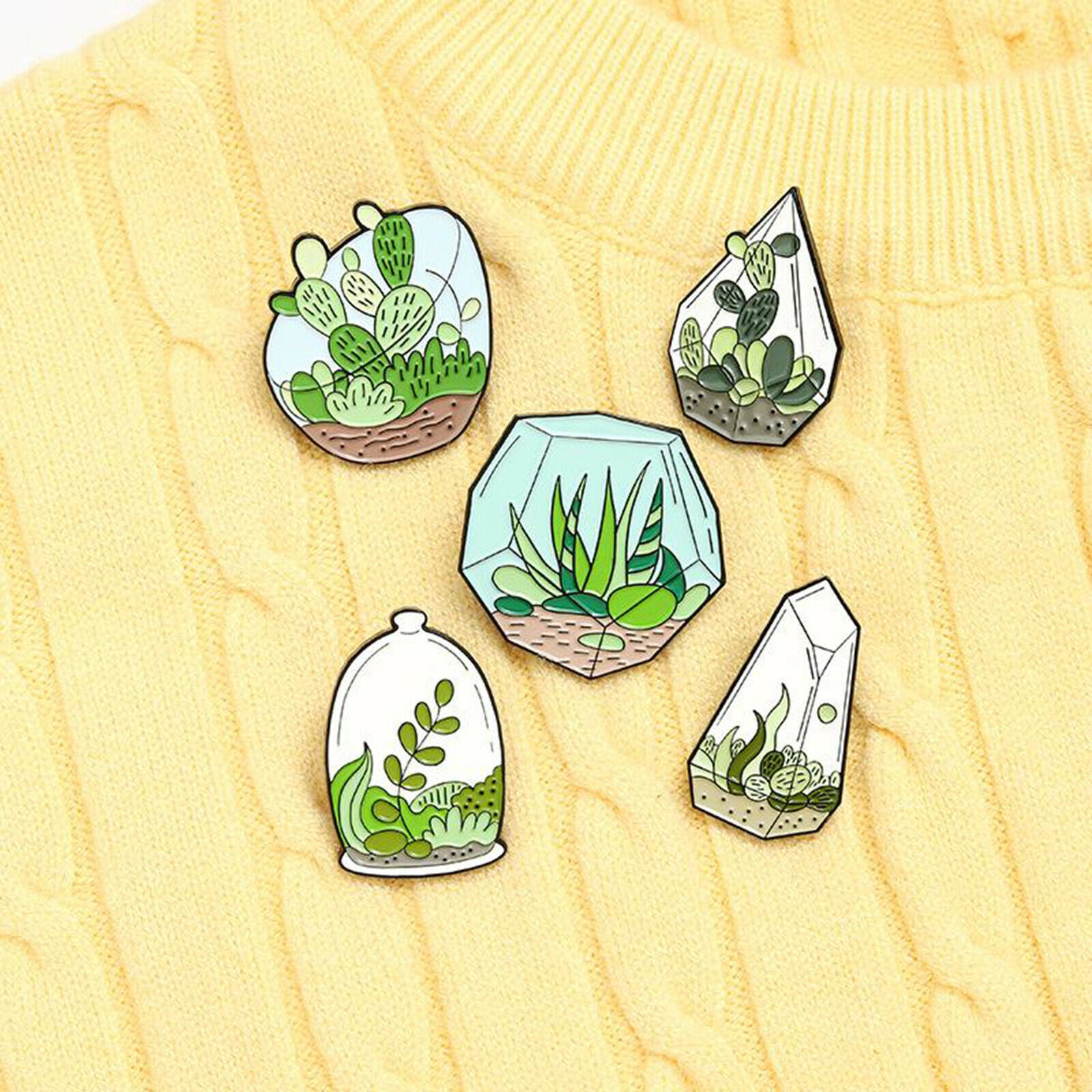 5pcs/set Novelty Brooch Pins Sweater Shawl Shirts Dresses Plant Potted Type