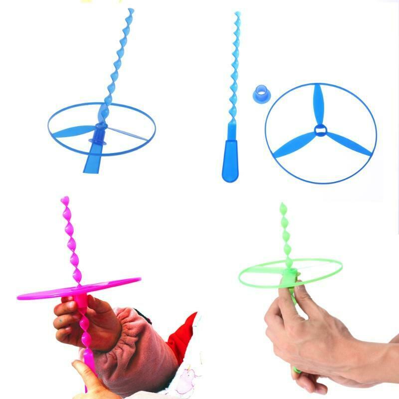 Package of 12 Twisty Flying Saucers Assorted Colors Helicopters Kids Toys Gifts