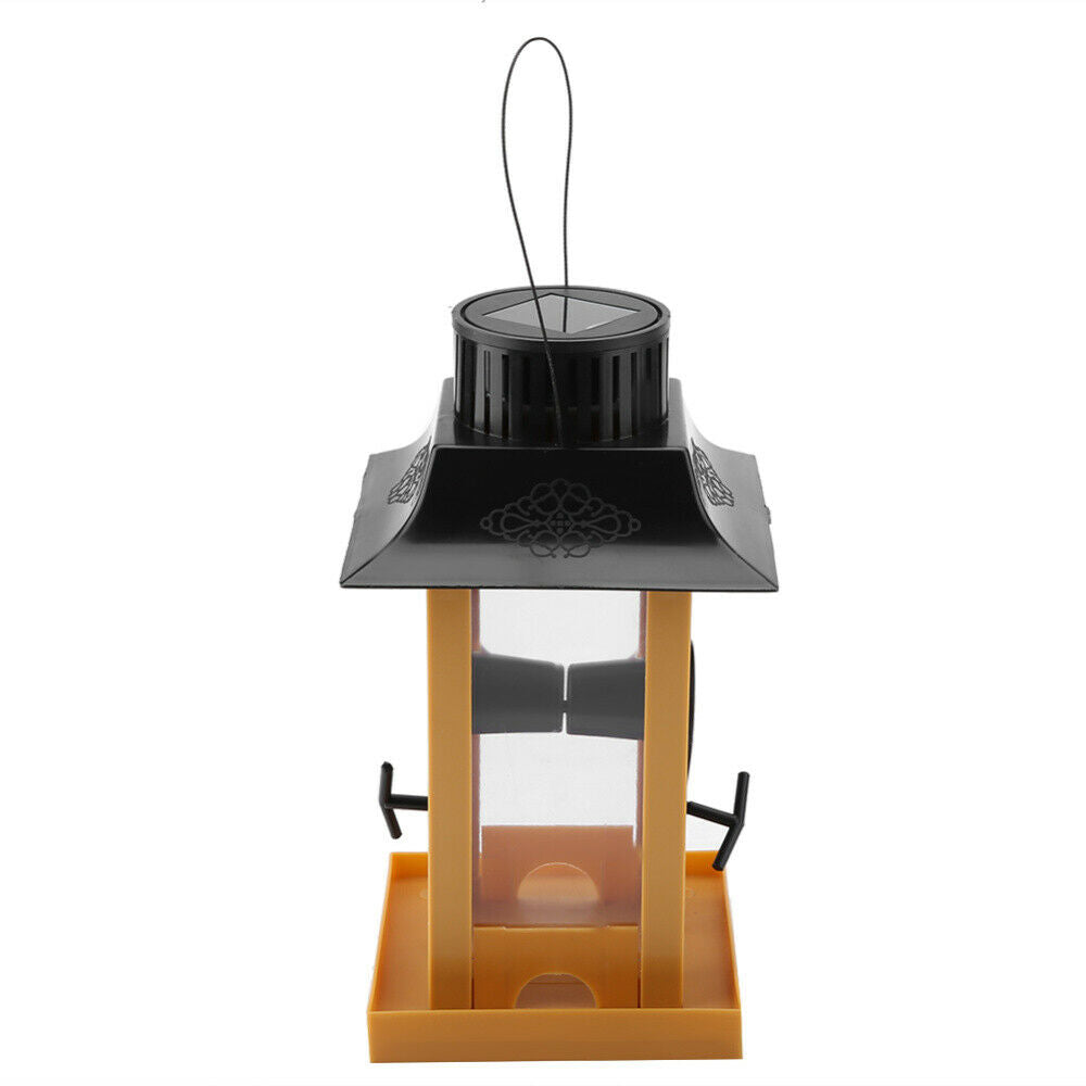 Hanging Wild Bird Feeder Solar LED Light Outdoor Balcony Decor Parrot Feeder