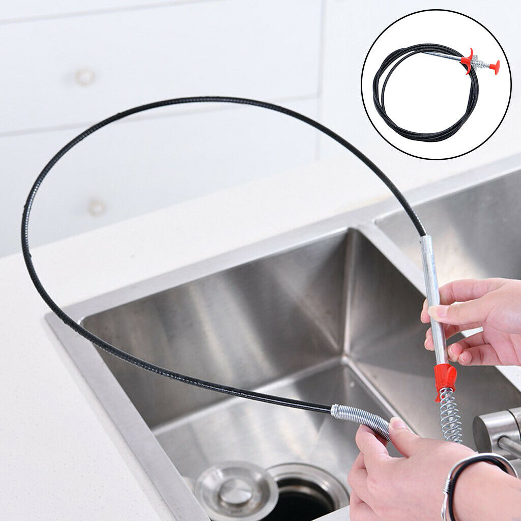 Spring Pipe Sink Cleaning Hook Kitchen Bathroom Sewer Dredging Tool 200cm