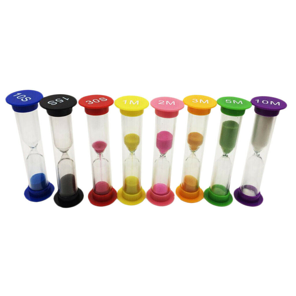 8 x Hourglasses Set Cooking Timekeeping Kitchen Timer for Playing, Reading /