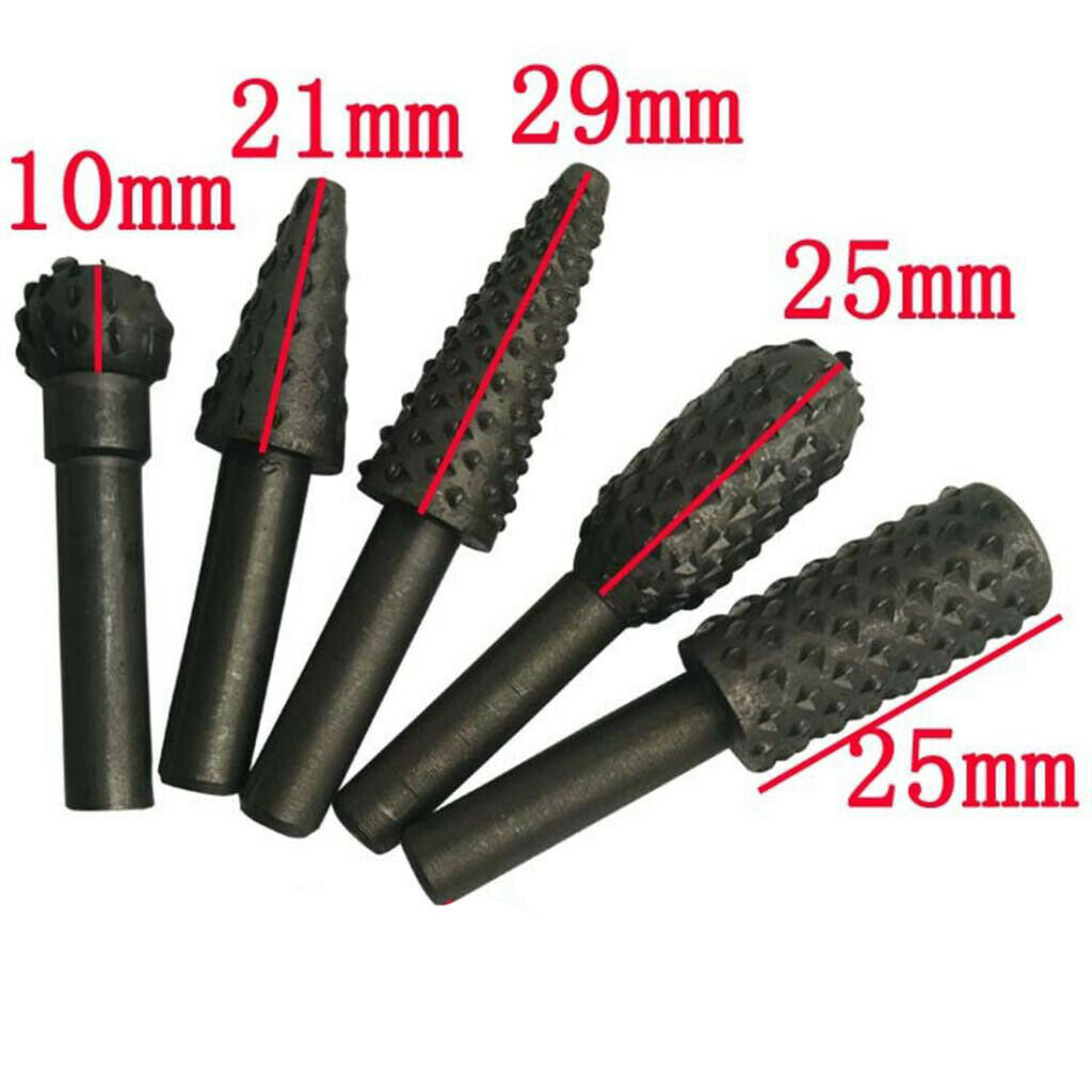 5 Pieces Rotary File Rasp Carbide Burrs Wood Carving Bits Set Woodworking