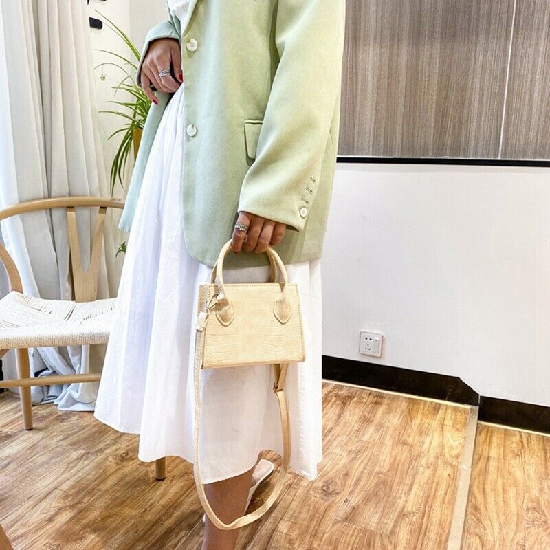 Small Women's Bag Pure Color Top-Handle Shoulder Bags Lady Luxury Pu LeatherK7Z5