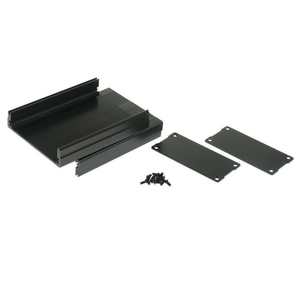 Extruded Aluminium Enclosure PCB Cooling Flat Box Case DIY 100x76x35mm Black