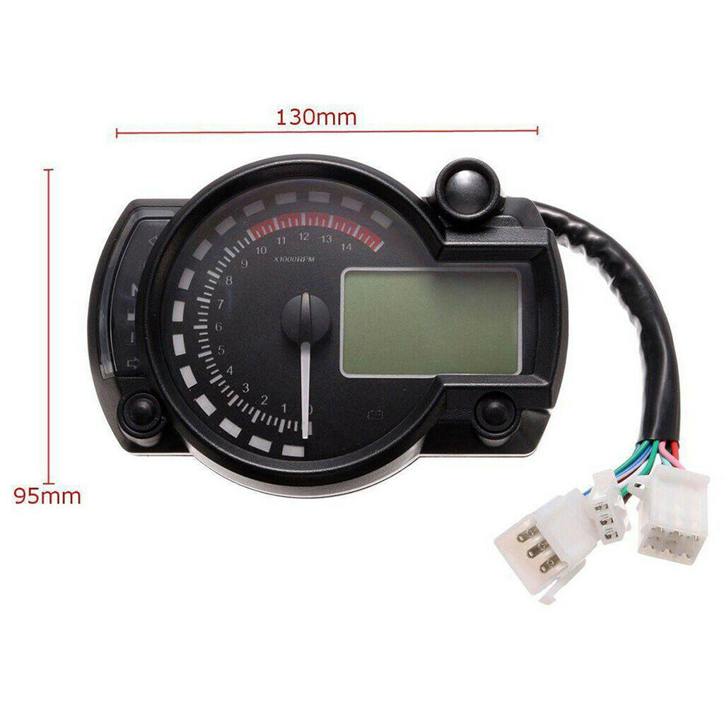 Motorcycle Digital Speedometer Odometer Tachometer Adjustable 14000RPM